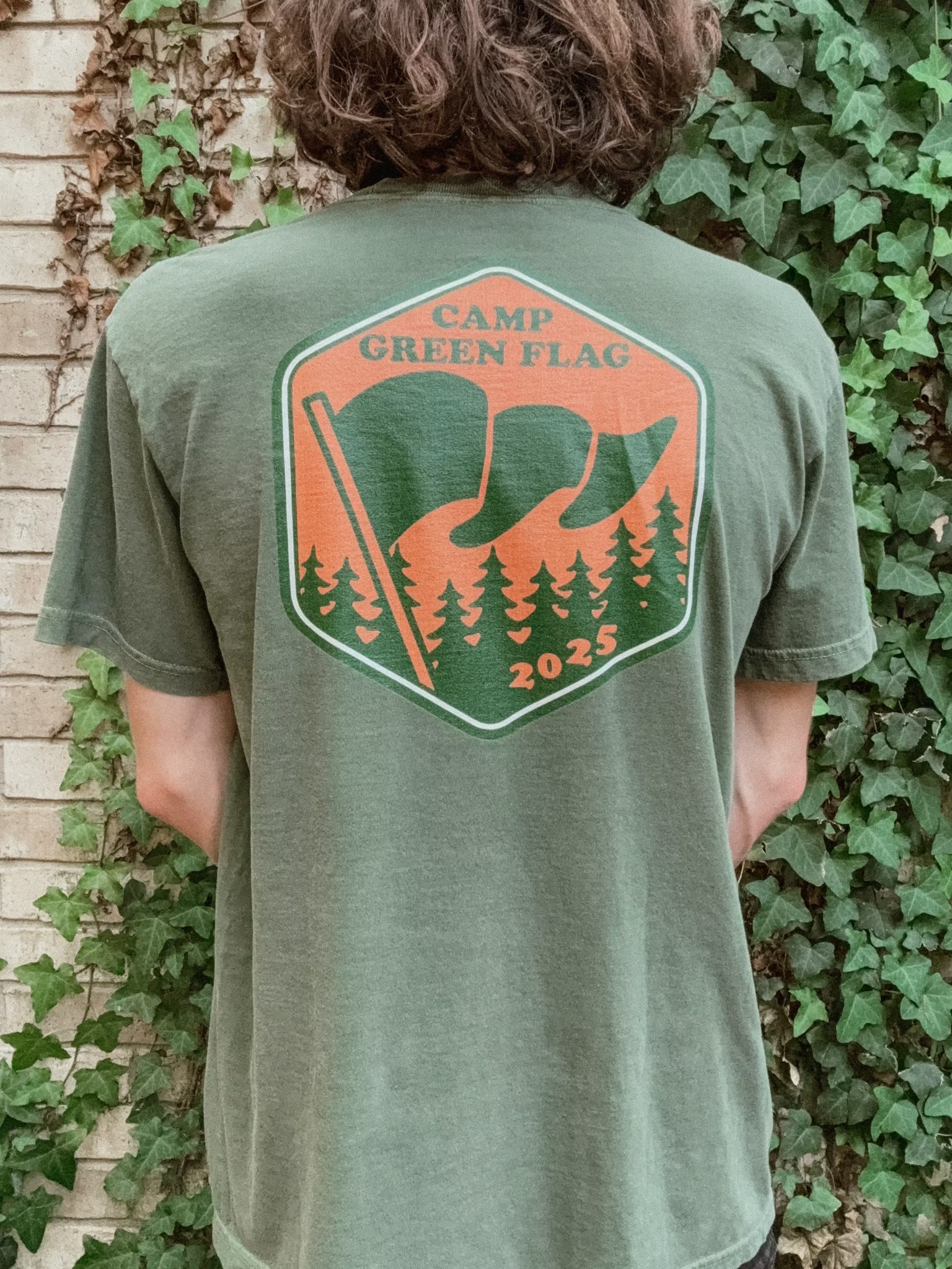 Camp Green Flag Badge Unisex Tee