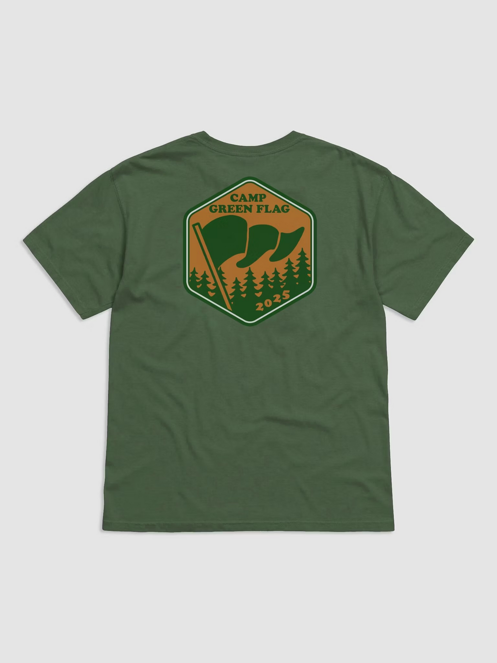 Camp Green Flag Badge Unisex Tee